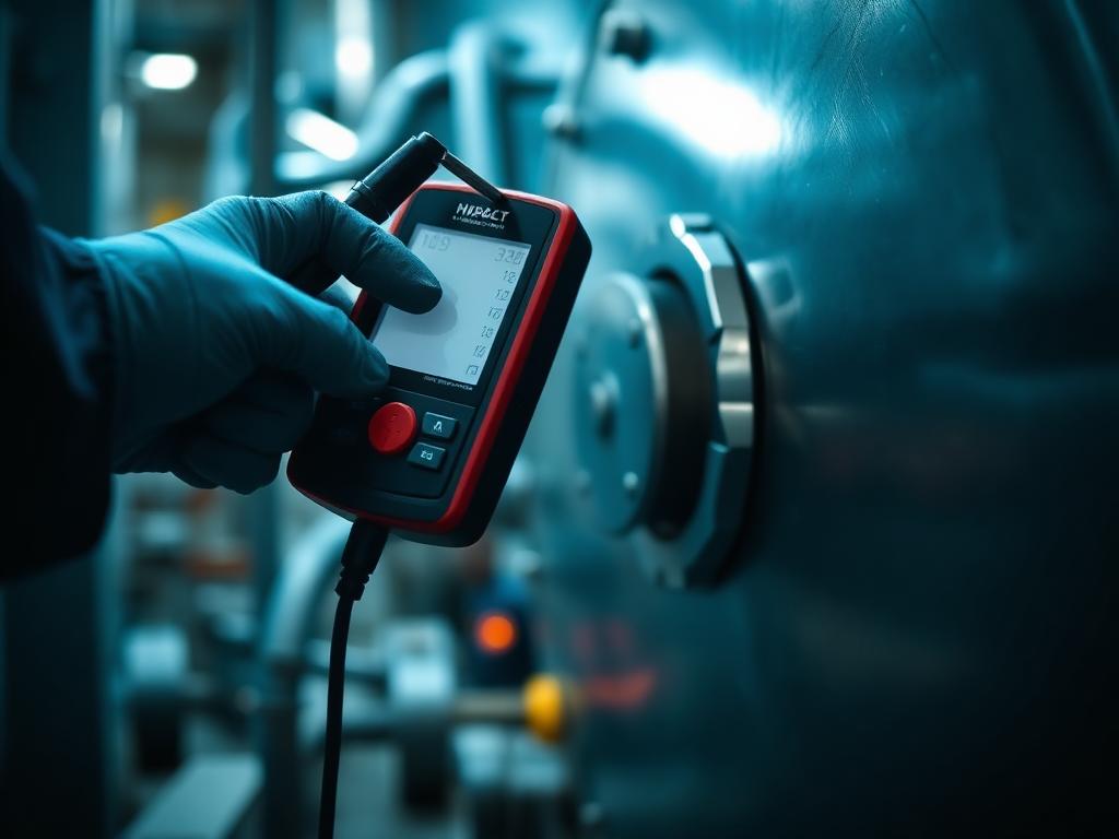 Pengujian ketebalan dinding bejana tekan dengan ultrasonic thickness tester